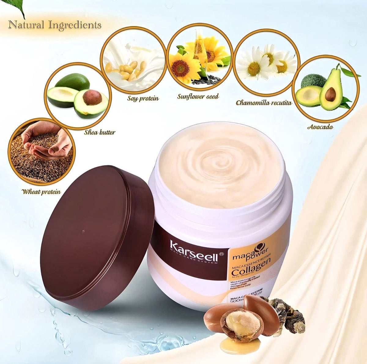 Karseell Collagen Hair Repair Mask with Argan Oil & Keratin – 500ml / 16.9 oz