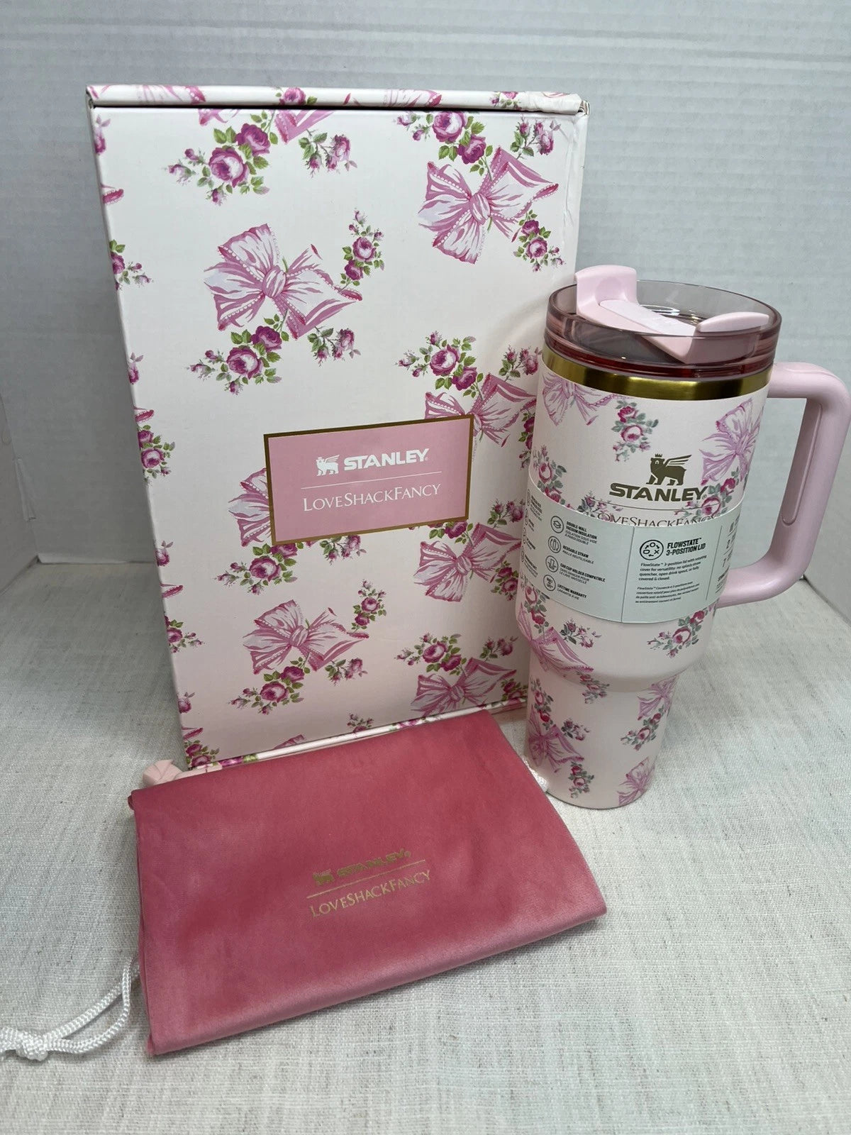 Stanley x LoveShackFancy Ribbon Rosa Quencher 40 oz Tumbler
