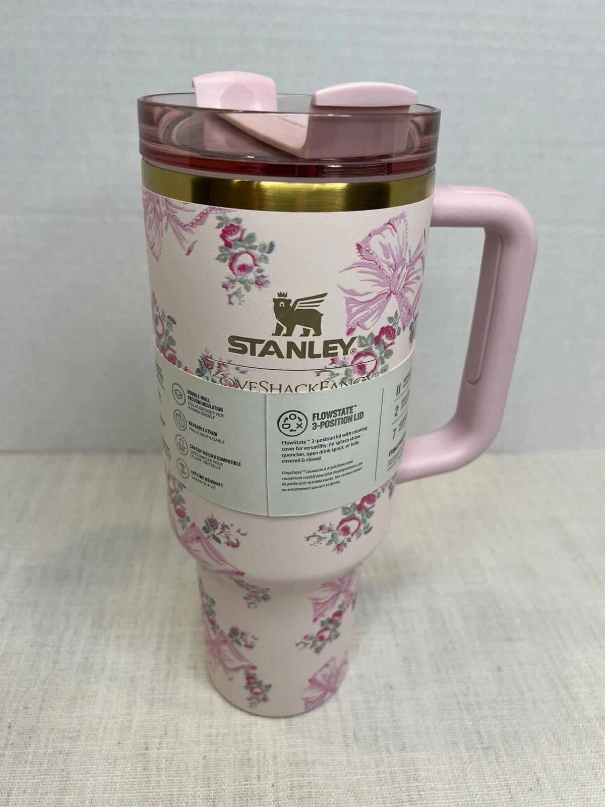 Stanley x LoveShackFancy Ribbon Rosa Quencher 40 oz Tumbler