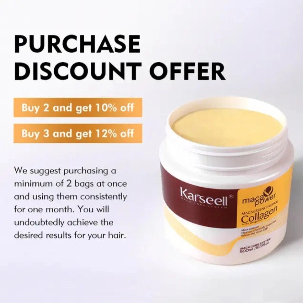 Karseell Collagen Hair Repair Mask with Argan Oil & Keratin – 500ml / 16.9 oz